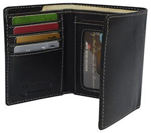 Real Buffalo Leather Wallets for Men - RFID Blocking Slim Trifold Wallet with Card Slots-menswallet
