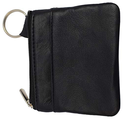 Marshal Wallet Genuine Leather Coin Purse Keychain for Women Marshal Coin Pouch Mini Zipper Change Purse Wallet, Adult Unisex, Size: Standard, Black