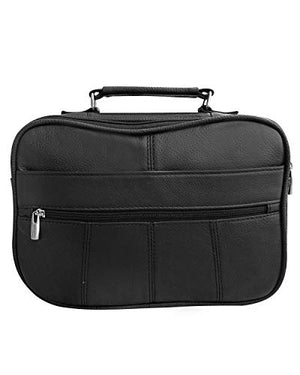 Marshal Genuine Leather Black Shoulder Bag Organizer Handbag Purse-menswallet