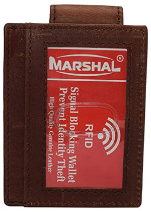 Genuine Leather Biker Magnetic Money Clip Front Pocket Wallet with Strong Magnet-menswallet