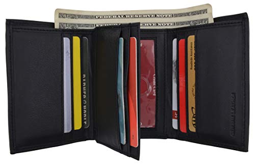 SWISS MARSHALL Top Grain Leather Trifold Wallet for Men RFID Blocking Extra Capacity-menswallet