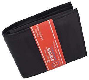 SWISS MARSHALL Full Grain Leather Mens Bifold Wallet RFID Blocking Wallets for Men-menswallet