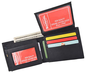 Mens Leather Multi Card Bifold with Double Flip-up 4 ID Windows Black-menswallet