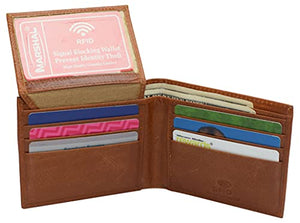 Genuine Leather RFID Blocking Men's Bifold Super Dad Wallet-menswallet