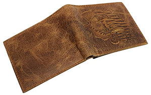 RFID Blocking Genuine Leather Men's Bifold Eagle USA Flag Wallet Gift-menswallet