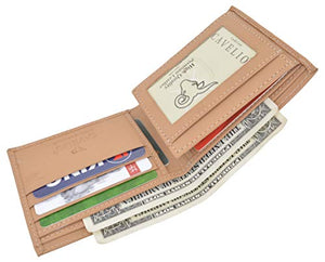 Men's Tan Bifold Soft Leather Credit Card ID Flap Out Wallet-menswallet
