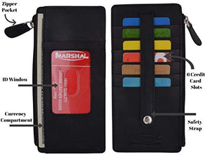 Leather All in One Card Case Holder Slim Wallet With a Card Protection Strap by Marshal-menswallet