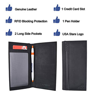 USA Genuine Leather Checkbook Cover For Men & Women Checkbook Holder Wallet RFID Blocking-menswallet