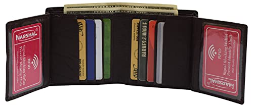Genuine Leather Men's Dual Credit Card ID Flap Bifold Wallet Passcase RFID Blocking-menswallet