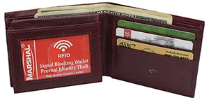 Marshal Skull Logo RFID Blocking Genuine Leather Bifold Wallet for Men-menswallet