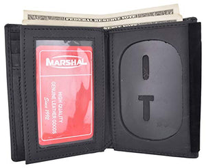 Marshal Genuine Cowhide Leather Badge RFID Wallet for Firefighters, Police etc.-menswallet
