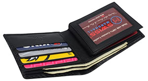 Mens Carbon Fiber Leather Bifold Wallet with ID Window RFID Blocking Multi Card Holder Front & Back Pocket Wallet for Men with 2 Money Compartments-menswallet