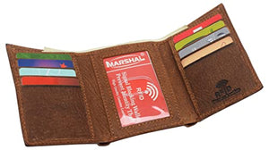 Swiss Marshall Super Dad Real Leather Men's RFID Blocking Trifold Wallet with Outside ID Window Gift-menswallet