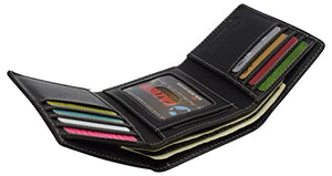 Real Buffalo Leather Wallets for Men - RFID Blocking Slim Trifold Wallet with Card Slots-menswallet