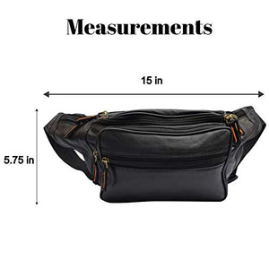 Fanny Pack Outdoor Travel Leather Fanny pack Leather Large Size 7 Pockets Waist Bag.Suitable for Outdoor Mountaineering, Travel, Camping, Cycling, Running, etc.-menswallet