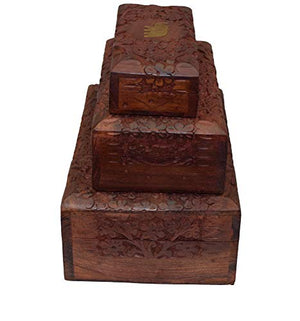 OM SHRI OM Set of 3 PCS Handmade Jewerly Box Organizer Decorative Table Piece from India-menswallet