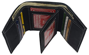 Real Vintage Leather Wallets for Men - RFID Blocking Classic Trifold Wallet with Card Slots-menswallet