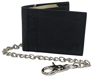 Mens RFID Blocking Chain Biker Wallet Genuine Leather Bifold USA Stars & Stripes Design Wallets for Men-menswallet