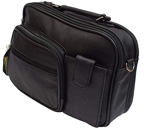 Marshal Genuine Leather Black Shoulder Bag Organizer Handbag Purse-menswallet