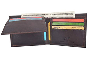 Leather Wallets for Men RFID Wallet Quality Hunter Leathers ID License Billfold Brown-menswallet