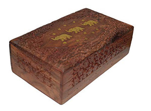 OM SHRI OM Set of 3 Handmade Wood Storage Jewelry Boxes Organizer Indian Artisans Handcrafted 3 Sizes Large Medium Small-menswallet