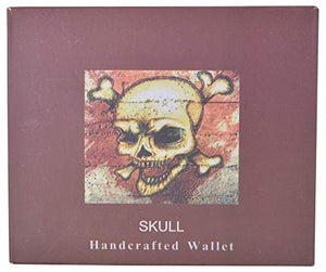 Mens Trifold Leather Skull Picture Wallet with printed logo gift box-menswallet