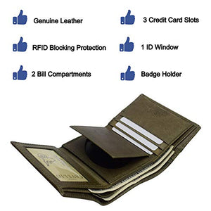 RFID Genuine Leather Trifold Badge Holder Wallet Police Badge Holder USA Series-menswallet