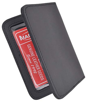 Leather Universal Law Enforcement Bifold Badge Holder Wallet Case - Round-menswallet