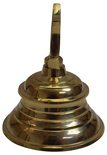 OM SHRI OM 4" Polished Traditional Brass Bell - wallets for men's at mens wallet