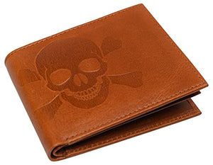 Marshal Skull Logo RFID Blocking Genuine Leather Bifold Wallet for Men-menswallet