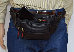 Front Pocket RFID Protected Genuine Leather Fanny Pack Waist Bag Organizer with Adjustable Belt Multiple Pockets For Men and Women-menswallet