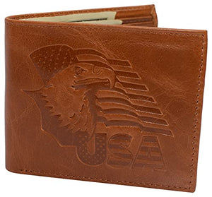 RFID Blocking Genuine Leather Men's Bifold Eagle USA Flag Wallet Gift-menswallet