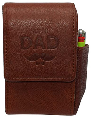 Super Dad Genuine Leather Cigarette Box Anti-Scratch Protective Storage Case with Lighter Holder-menswallet
