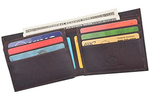 Men's Leather Wallet RFID Blocking Slim Bifold with 9 Credit Card Pockets & ID Window-menswallet