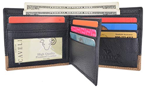 Men's Center Flap Double ID Bifold Premium Leather Wallet - wallets for men's at mens wallet