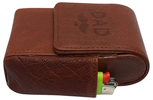 Super Dad Genuine Leather Cigarette Box Anti-Scratch Protective Storage Case with Lighter Holder-menswallet