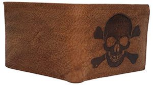 Skull Bone Men's RFID Blocking Real Leather Bifold Trifold Wallet-menswallet