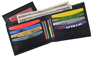 Swiss Marshall Men's RFID Premium Leather Bifold Black Wallet W/Removable Card ID Holder-menswallet