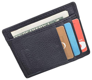 Men's Minimalist Slim Thin Front Pocket Credit Card ID Holder Leather Wallet-menswallet