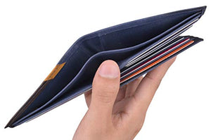 Cazoro Front Pocket Wallet for Men RFID Blocking Leather Bifold ID Window Navy Blue Wallet-menswallet