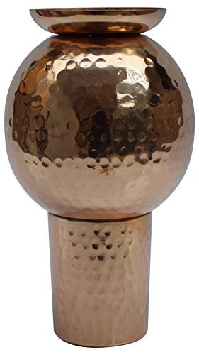 Indian Pure Copper Bedroom Bottle Drinkware with Inbuilt Glass Cup Hammered Finish-menswallet