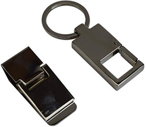 Men's Stainless Steel Slim Money Clip & Key Chain Combo Wallet Credit Card Key Holder-menswallet