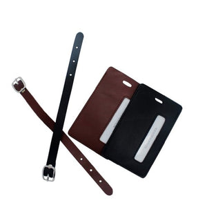 2 Leather Travel Luggage Tag By Marshal (Brown)-menswallet