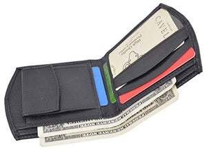 Men's Premium Leather Credit Card ID Holder Bifold Wallet with Coin Pocket-menswallet