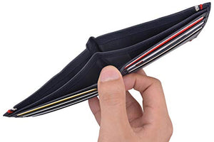 RFID Blocking Bifold Soft Genuine Leather Wallet for Men Slim Thin Design Billfold Navy Blue-menswallet