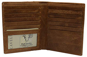 RFID Blocking Mens Leather Slim Bi-Fold Big Hipster European Wallet USA Series Gift Box-menswallet