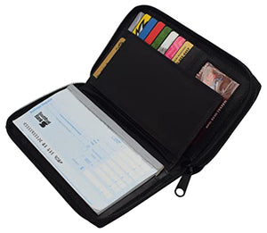 Women's RFID Blocking Double Zipper Smartphone Leather Wallet with Removable Checkbook Holder-menswallet