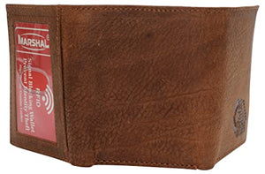 Real Leather Men's RFID Blocking Trifold Wallet with Outside ID Window Logo Gift Wallets for Men-menswallet
