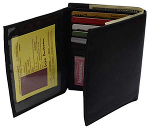 RFID Men's Genuine Leather Wallet, European Style, Large Size, Hipster Bifold Style, Black-menswallet