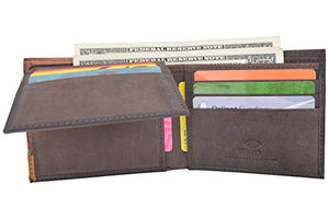 Cazoro RFID Blocking Bifold Wallet Passcase Genuine Leather and Flip Up ID Mens Wallets-menswallet